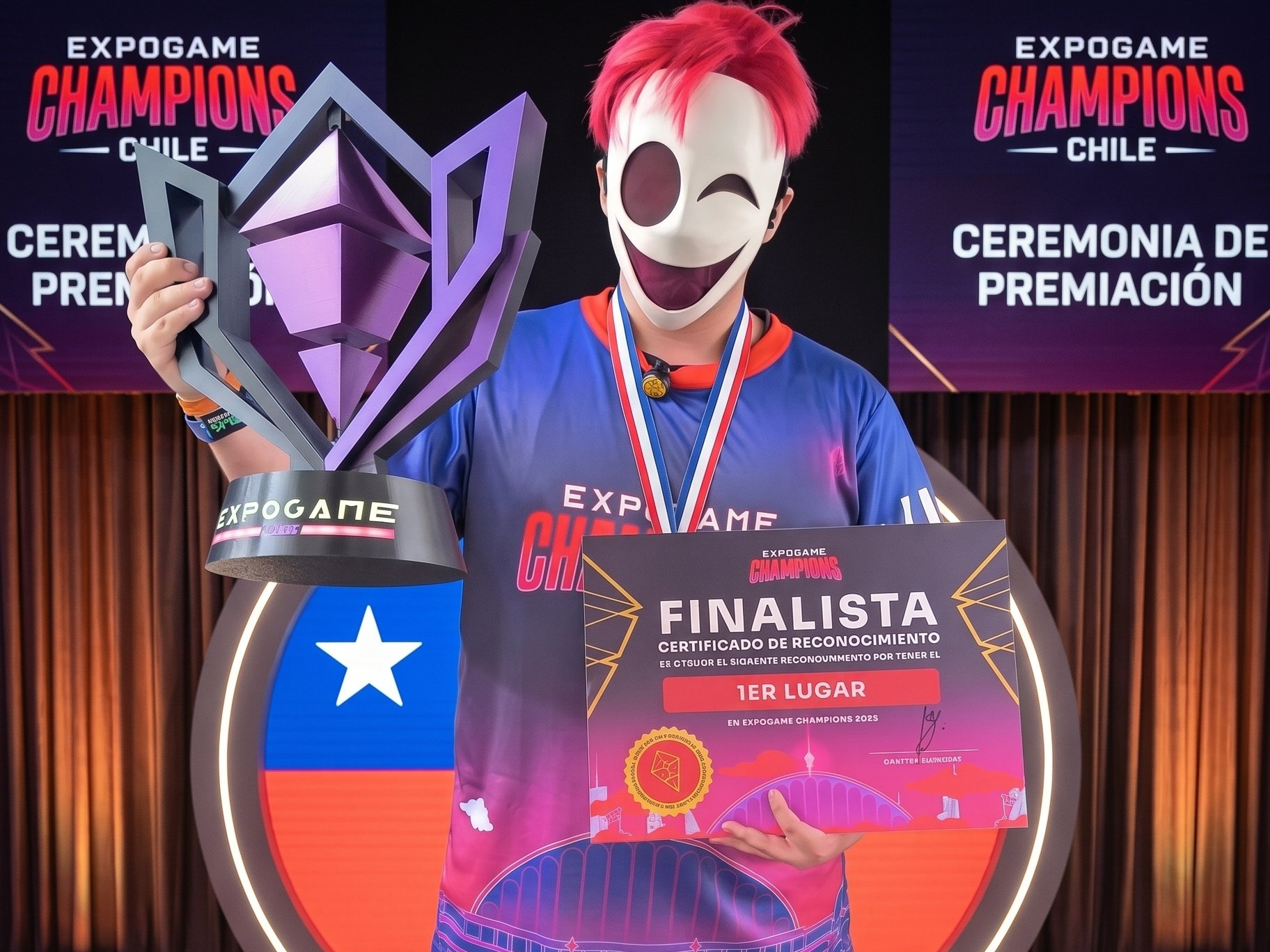 Trofeo oficial Expogame con iluminación LED y movimiento mecánico fabricado en impresión 3D - SILICON 3D