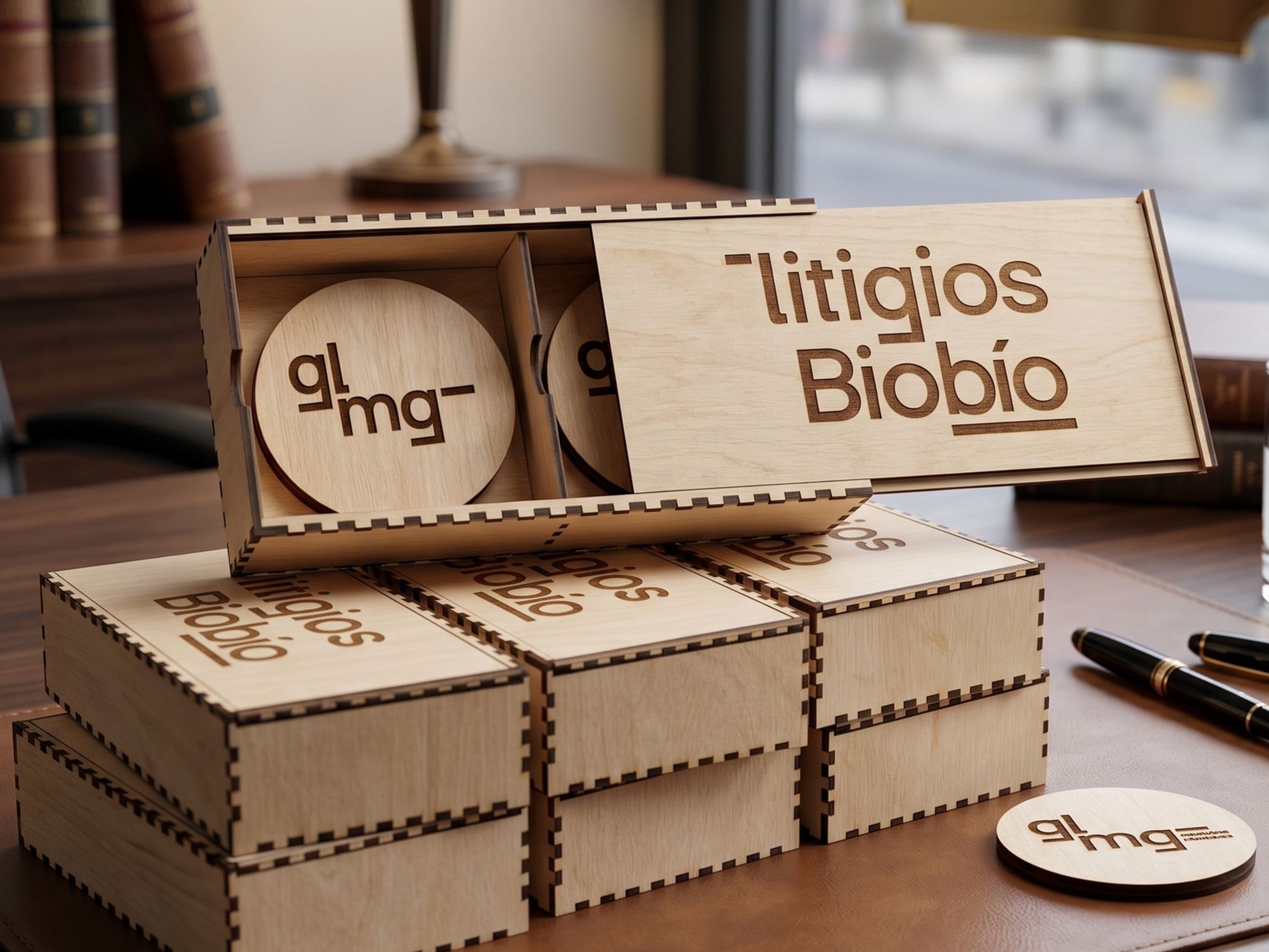 Portavasos corporativos personalizados fabricados en impresión 3D para Litigios Biobío Concepción