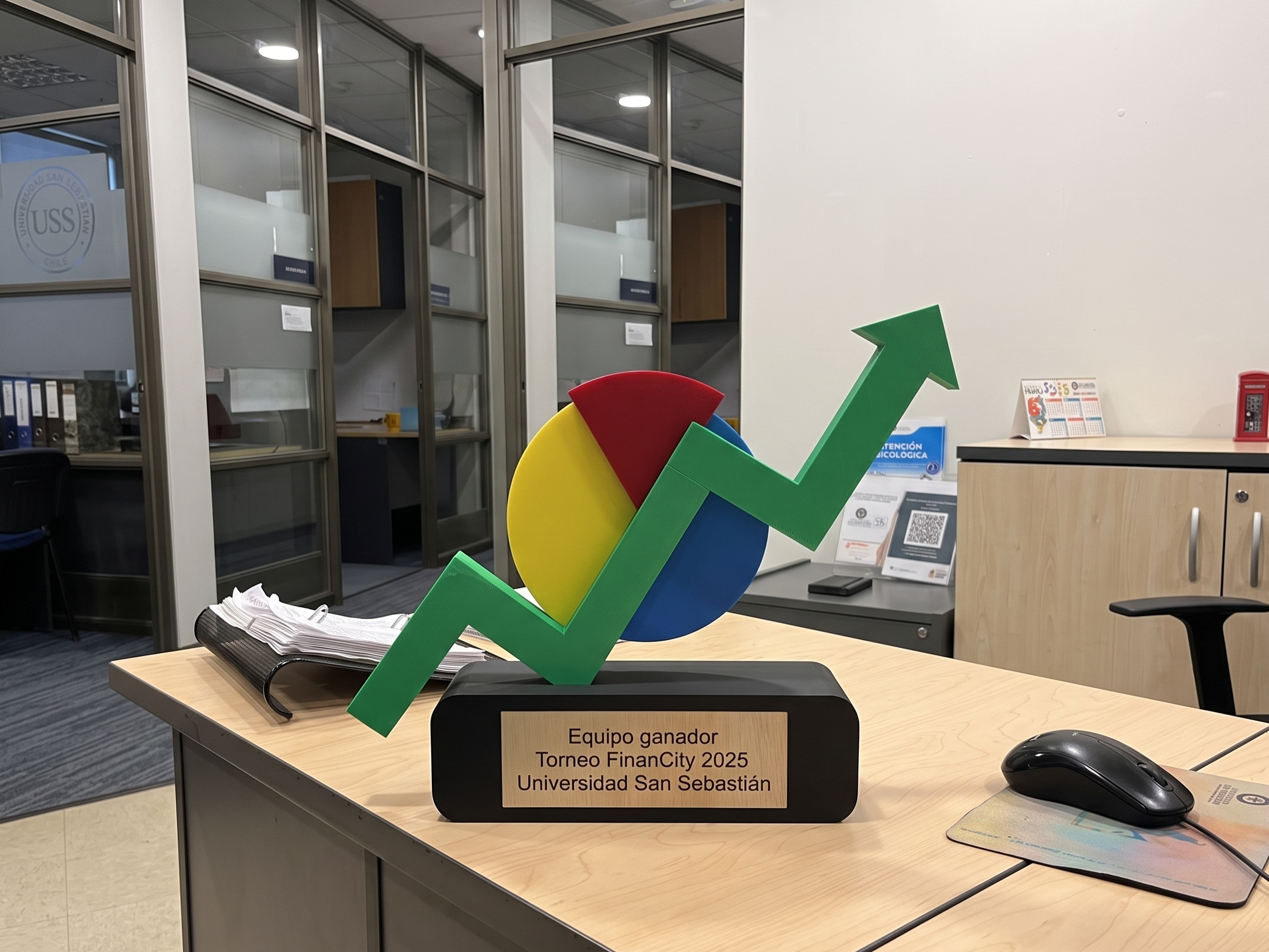 Trofeo universitario personalizado en impresión 3D para Universidad San Sebastián Concepción